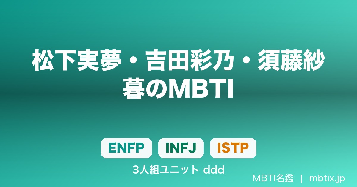 3人組ddd（松下実夢ENFP・吉田彩乃INFJ・須藤紗暮ISTP）のMBTI